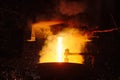 Ingot casting, metal sparks. Ladle-furnace. Iron smelting, Steel production.